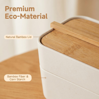 Boîte de rangement de bureau en bambou écologique, organisateur multi-compartiments avec couvercle coulissant en bambou pour bijoux, cotons-tiges, fournitures de bureau