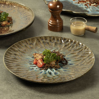Yayu 2023 nouveaux designs rétro restaurant japonais couleur émaillée dîner rond personnalisé plats et assiettes assiettes en céramique en vrac