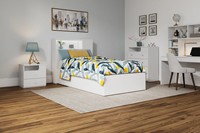 NOVA Suite de chambre à coucher moderne, lit de rangement simple en mélamine blanche, meubles de chambre à coucher d'appartements pour jeunes étudiants, ensembles de 4 pièces