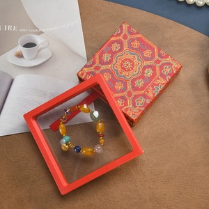 Caja flotante de PE antioxidante con grabado de joyería heredada estilo corte, tipo cajón cuadrado extraíble, para pulseras de cuentas de Buda - Product Image 5