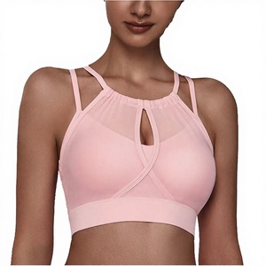 Sujetador Deportivo Ligero de Alta Sujeción para Mujer, Transpirable, con Malla, Push-Up, Logotipo Estampado en la Parte Delantera, Elasticidad Media, Soporte en la Espalda, para Pilates y Gimnasio - Product Image 3