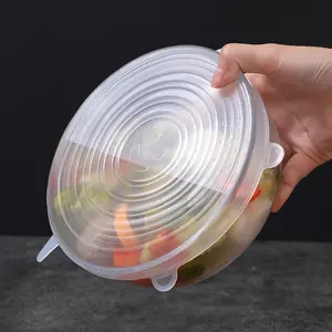 Herbruikbare Elastische Siliconen Stretch Deksel 6 Set Siliconen Voedselbedekking Rekbaar Voedsel Wrap Siliconen Plasticfolie Met Vers Deksel