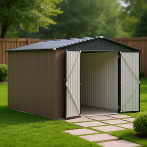Casetta da giardino in acciaio 10x10 per esterni, con porta lucchettabile, per attrezzi e ripostiglio, verniciata a polvere - Product Image 2
