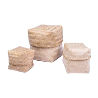 Panier de rangement rond en bambou tressé artisanal naturel pour l'organisation du salon, du bureau, de la cuisine, des fruits et des articles divers