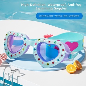 Factory Wholesale Childrens Swimming Goggles Stylish High-definition Waterproof Anti-fog Cartoon <b>Heart</b> Design Light - Product Image 5