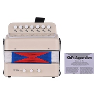 Mini 10-Button Kids Accordion Toy Supports Bass Chords 14 Notes with Cleaning Cloth Educational Music Instrument for Children