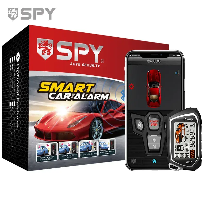 SPYリモートスターター双方向ユニバーサルアンチハイジャックカーセキュリティ2双方向モバイルアプリカーアラームシステム