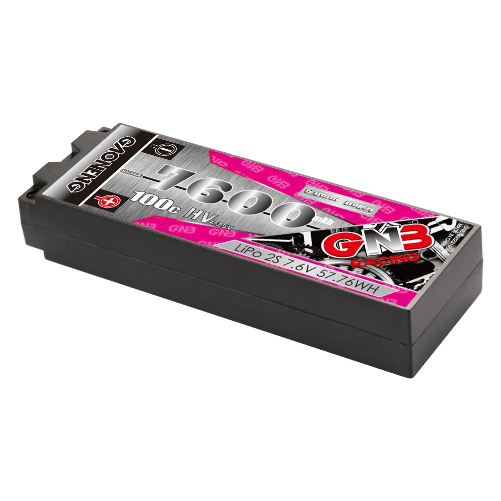 GNB GAONENG 7600MAH 2S HV 7.6V 100C RC LiPo Battery Racing Car Hard Case 5mm 5.0mm bullet 1:10 1/10 scale LiHV High Voltage