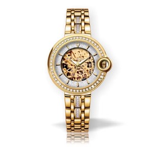 <span class=keywords><strong>Montre</strong></span> squelette personnalisée <span class=keywords><strong>avec</strong></span> mouvement visible en or, bracelet en cuir véritable, <span class=keywords><strong>montre</strong></span> mécanique automatique pour <span class=keywords><strong>femme</strong></span>, idéale pour offrir - Product Image 1