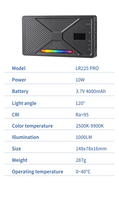 KAZHI Luz de vídeo RGB portátil en la Cámara Luz de contorno de relleno Color ajustable Alto 2500K-9900K Carcasa de aleación de aluminio 4000 MAh