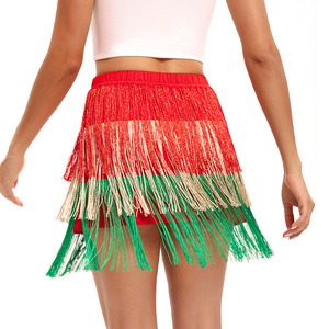 Mini-jupe à franges colorées, style bohème, tenue de performance latine pour adultes, costume de danse pour femmes - Product Image 4