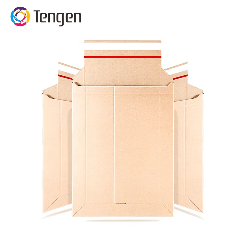 Tengen özelleştirilmiş baskılı geri dönüşümlü genişletilebilir Kraft kağıt düz oluklu kitap postaları zarf kitap teslimat sevk