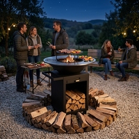 Barbecue multifonctionnel d'extérieur de haute qualité de 40 pouces avec plancha et grilles pour fêtes de famille