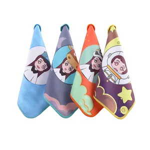 Cartoon Gedrukt Absorberende Quick Dry Custom Design Microfiber Kleine Vierkante Gift Handdoek