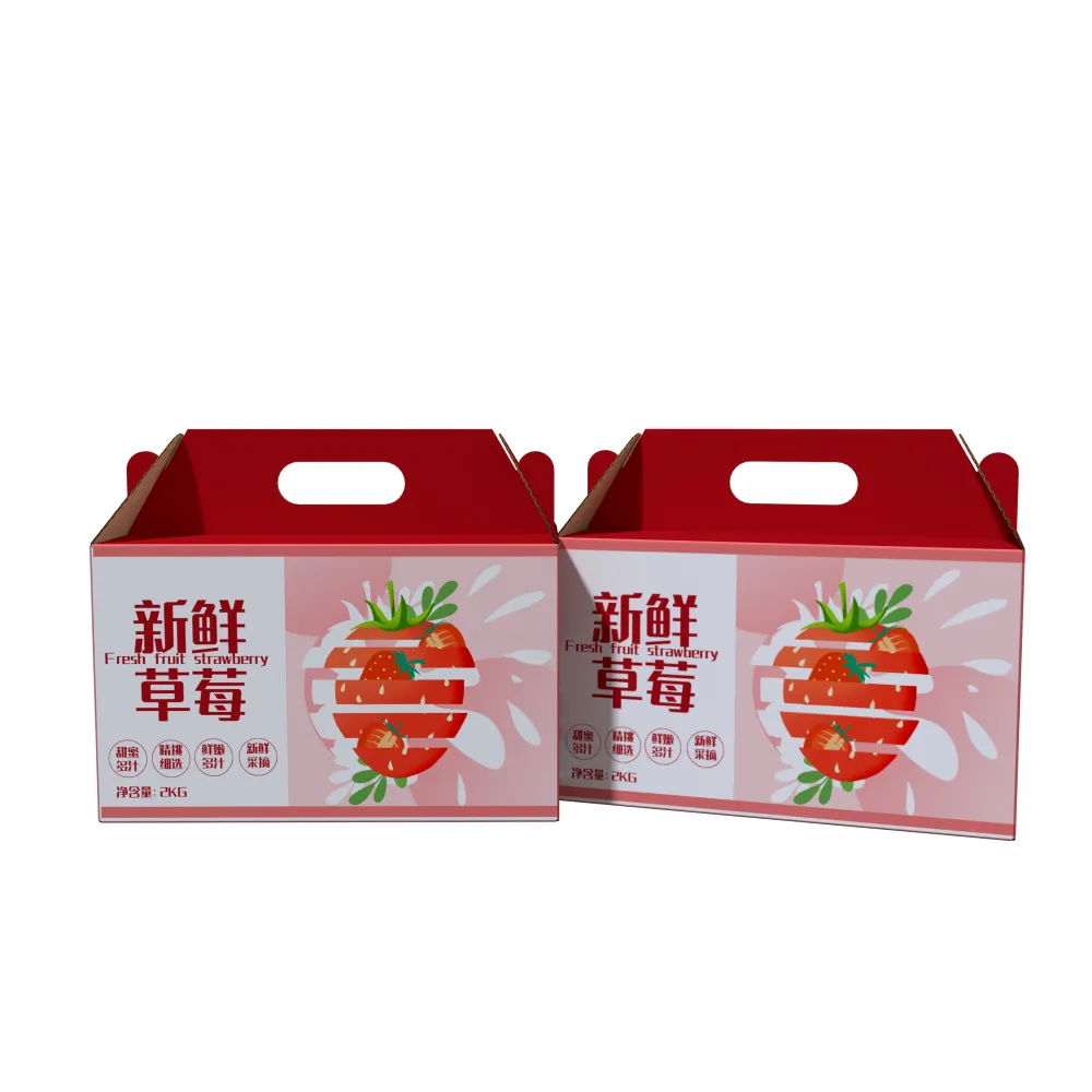 Benutzer definierter Druck Obst Gemüse Verpackung Umwelt freundliche Pappe Papier Erdbeer Verpackung Box