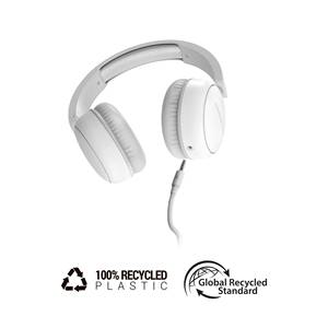 Casque audio bandeau Fun Vibe (100 % plastique recyclé, câble détachable, microphone, assistant vocal) Blanc - Product Image 2
