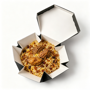 Caja de Almuerzo Desechable con Logotipo Personalizado, Contenedor Octagonal Plegable de Papel para Llevar, para Pollo Asado, Bukhari, Mandi, Arroz - Product Image 2