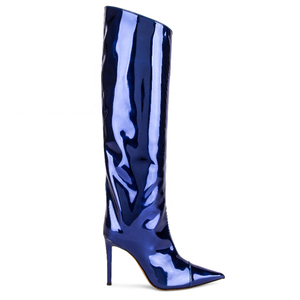 Colors Custom Women <b>Mirror</b> Metallic Knee High Boots Pointed Toe Stiletto Boots Calf High Long Boots for Lady High Heels Shoes - Product Image 6