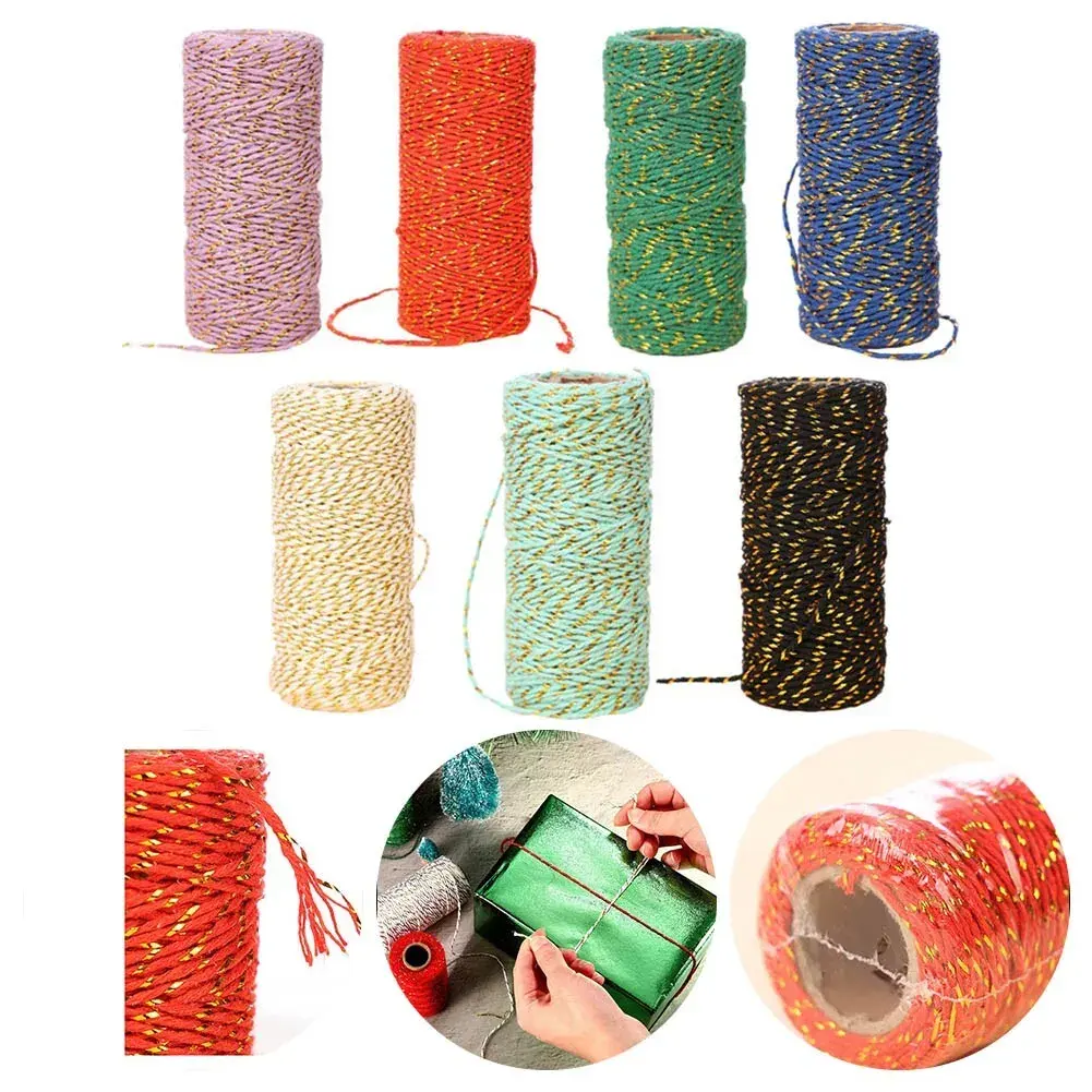 1.5mm 8-Strand DIY Colored Gold Thread Cotton Rope Gift Packaging Decorative Rope Hang Tag Rope In Stock