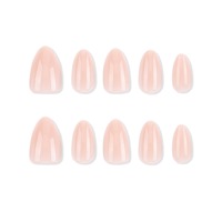 Kuku Palsu Jelly Nude Panjang Bentuk Almond, Mengkilap, Pink Transparan, Dapat Digunakan Kembali, Tip Kuku Tempel untuk Wanita, Tip Kuku Alami Bersih, Set 4425