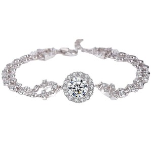 Pulsera Romántica de Doble Burbuja con 3 Ct de Diamantes Simulados, Estilo Artístico Retro, Joyería para Mujer, Regalo de Aniversario - Product Image 4