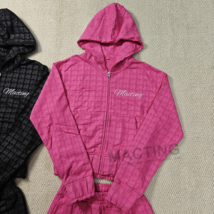 Conjunto de 2 Piezas Personalizado para Mujer, Estilo Y2K, Sudadera Corta con Borlas Bordadas y Pantalones Cortos, 100% Algodón Terry - Product Image 3