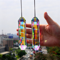 Pendentifs prismatiques hexagonaux AB de 120 mm pour lustres, attrape-soleil en cristal pour la décoration intérieure, artisanat, cristaux et prismes