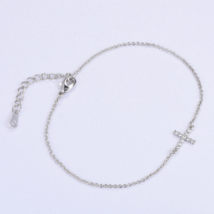 Manchette en cristal <span class=keywords><strong>Argent</strong></span> 925 Chaîne réglable En Laiton <span class=keywords><strong>Croix</strong></span> <span class=keywords><strong>Bracelet</strong></span> Matériel <span class=keywords><strong>Bracelet</strong></span> Hommes Design Charmes Pour <span class=keywords><strong>Bracelet</strong></span> Bricolage - Product Image 5
