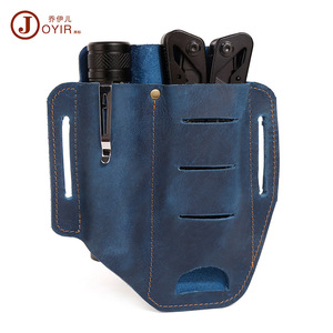 Joyir Riñonera de cuero genuino para hombre, color azul, EDC, almacenamiento de herramientas tácticas, funda portátil para linterna - Product Image 4