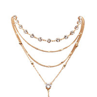 Kalung Berlian Imitasi Wanita 2 Buah Kalung Bentuk Y Choker Warna Perak Liontin Rumbai Grosir