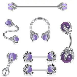 Trendy European and American Style Piercing Jewelry Set with Stainless Steel Lip Ring and Ear Studs