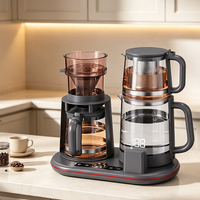 Set Pembuat Kopi Tetes Otomatis 3in1 & Pembuat Teh Samovar Elektrik dengan Layar Digital, Infuser Tetes Otomatis, Pembuat Kopi & Teh Kaca untuk Rumah Tangga