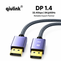 Cable DisplayPort 1.4 8K 60Hz 32.4Gbps con Revestimiento de Nailon Trenzado y Chapado en Oro, DP a DP Macho a Macho para Monitor, PC, Laptop