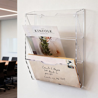 Boîte de rangement murale en acrylique transparente, porte-documents mural, organisateur pour livres, papiers, matériel de bureau, utilisation à domicile ou au bureau