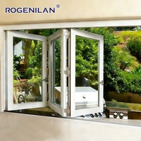 Ventana Plegable de Aluminio con Doble Acristalamiento Low-E, Impermeable, de Rogenilan, Proveedor Chino, Ventanas de Vidrio Plegables Tipo Acordeón para Patio