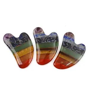 Mixed Gemstone Crystal Gua Sha Tool Face and Body Treatment Relieve Tensions Natural Stone Body and Facial Massage Tool