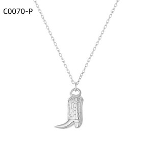 Amy Amy Fashion Pendant Necklace Stainless Steel Silver Plated Cowboy <b>Boot</b> Design Women's Casual Everyday Wearing Gift Jewelry - Product Image 1