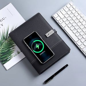 Carnet de notes A5 en cuir PU avec batterie externe sans fil, agenda de bureau avec lampe LED, clé USB 16 Go et boucle, carnet professionnel - Product Image 1