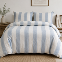 Ensemble de literie 3 pièces en coton 100% rayé chambray naturel, housse de couette avec taies d'oreiller, textile de maison pour chambre à coucher, vente en gros