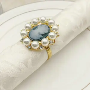 Высококачественное ресторанное кольцо для салфеток с жемчужным бисером, украшенное драгоценностями держатель для салфеток