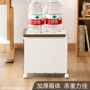 Storage <b>Trolley</b> With Lid And Wheels Rectangle Modern Office Organizer For Books And Snacks <b>Foldable</b> Floor Standing - Product Image 4