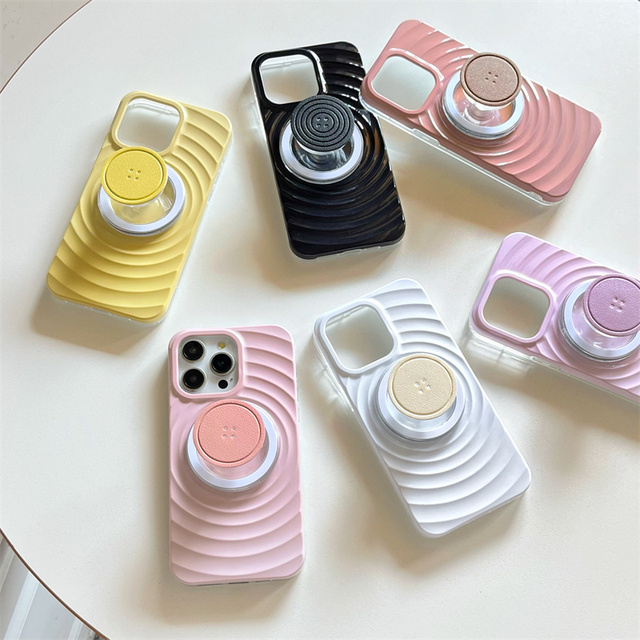 Simple Candy Color Waves Magnetic Stand Fashion Phone case for IPhone16promax 15pro Fall Resistant 14 13 Hard case 12 11