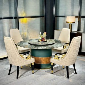 Juego de Comedor de Lujo Personalizado de Fábrica, Mesa de Comedor Redonda Giratoria con Tapa de Mármol Moderna para Villas - Product Image 1