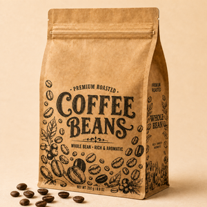 ถุงกระดาษคราฟท์สีน้ำตาลย่อยสลายได้แบบกำหนดเอง ถุงกาแฟทรงสี่เหลี่ยมแบบ Doypack พร้อมซิปล็อคสำหรับบรรจุภัณฑ์กาแฟ - Product Image 1