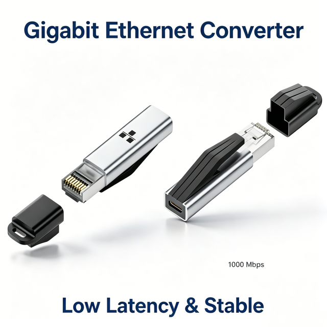 Portable Aluminum USB-C Female to RJ45 Male Ethernet Adapter LAN Network Converter 1000Mbps Gigabit Plug Play for Laptop Tablet