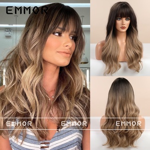 Perruque longue bouclée à grandes ondulations sans franges, best-seller, marron et blonde, style européen et américain pour femme - Product Image 3