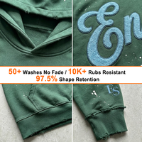 Sweat à capuche premium en chenille avec logo brodé, effet éclaboussures de peinture, délavé, vintage, épais, pour hommes, fabrication OEM