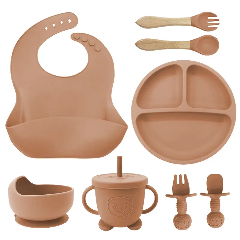 Vente en gros Ensemble d'alimentation pour bébé en silicone Ensembles de vaisselle sans BPA pour enfants