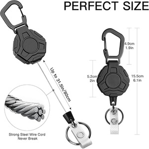 Cordon de cou rétractable noir robuste en forme de losange avec boucle à tirage facile pour badge, carte d'identité et porte-clés anti-perte, vente en gros - Product Image 4