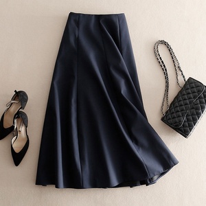 กระโปรงทรงเอวสูงสีพื้นผ้าดักครอนระบายอากาศได้ดี แต่งระบายชายกระโปรง ความยาวระดับเข่า สไตล์วินเทจสำหรับผู้หญิงและเด็กผู้หญิง - Product Image 6